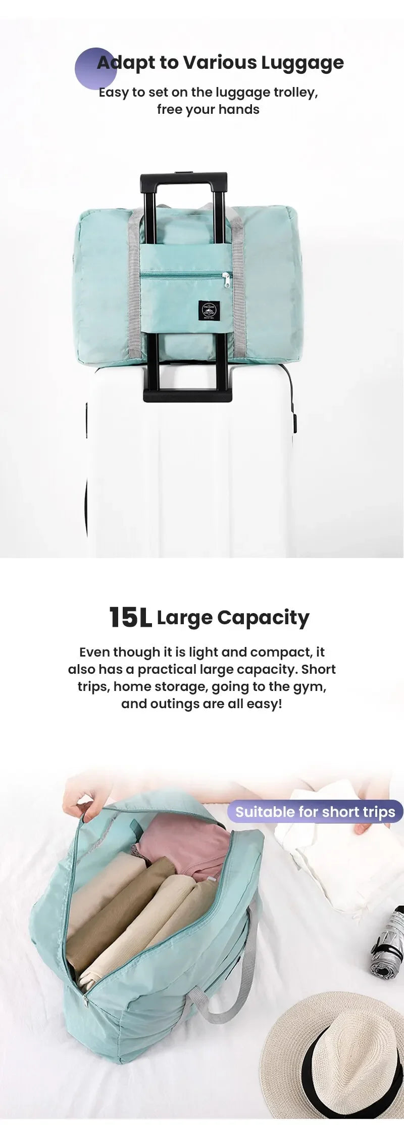 AirFold Travel Bag – Lightweight & Expandable 15L